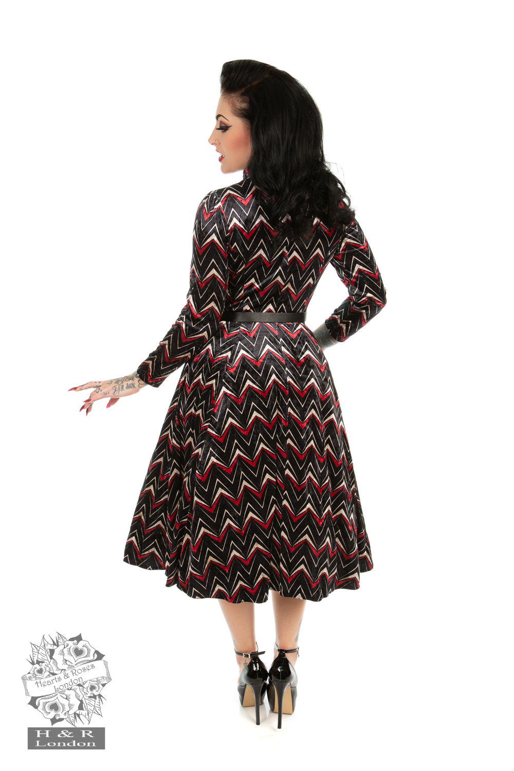 Chevron Velvet Swing Dress